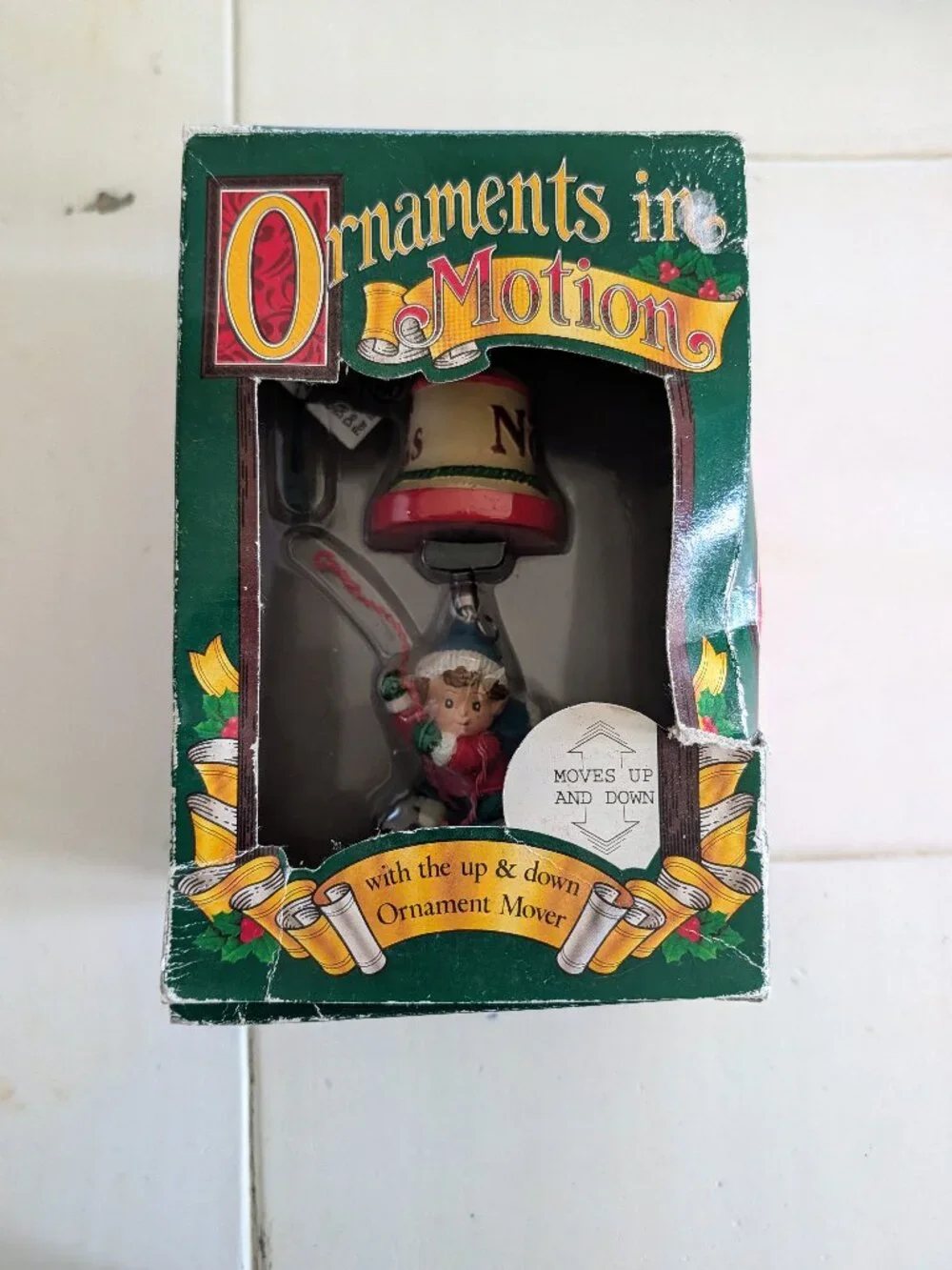 VTG 1995 Ornaments in Motion Christmas Ornament Elf Noel Bell Enchanted Workshop